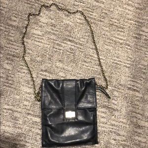 Black leather cross body purse